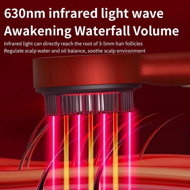 Red Light Scalp Massager Comb – Electric Scalp Care Device with Oil Applicator & Massage Function