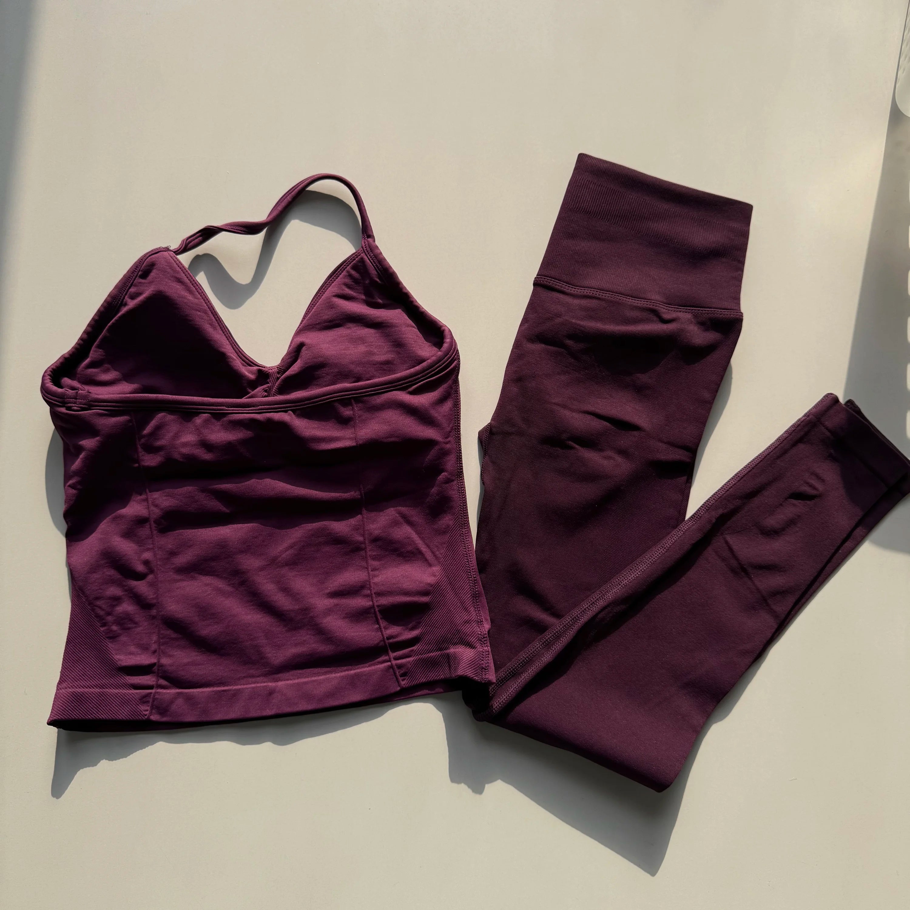 Seamless 2PC Workout Set for Women | Strappy Sports Bra + High Waist Sculpt Leggings | TikTok Viral Gym Fit
