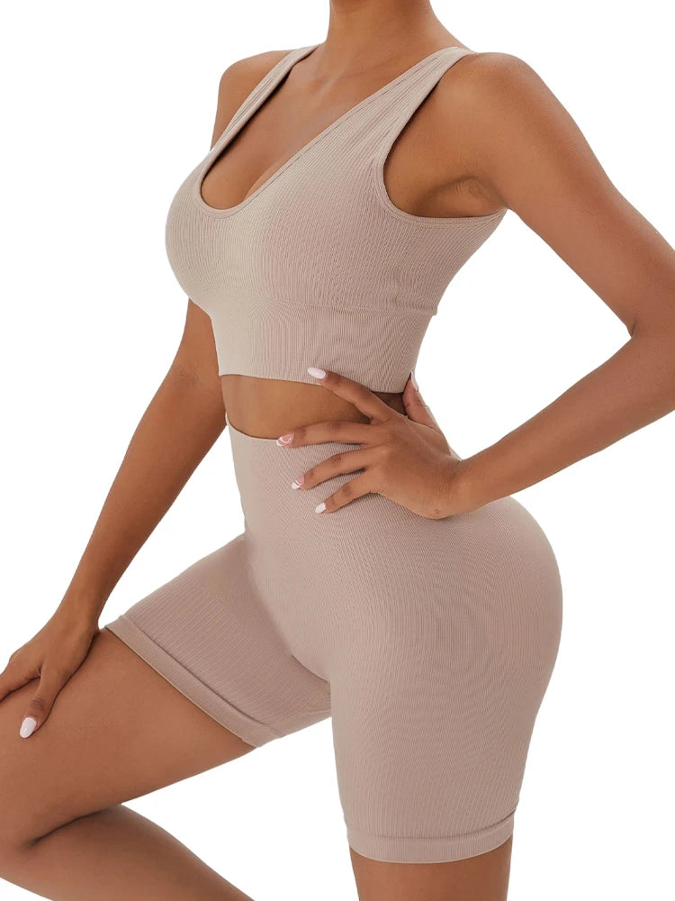 Seamless Women’s Yoga Set – High Waist Gym Leggings & Sports Bra, Quick Dry Fitness Outfit
