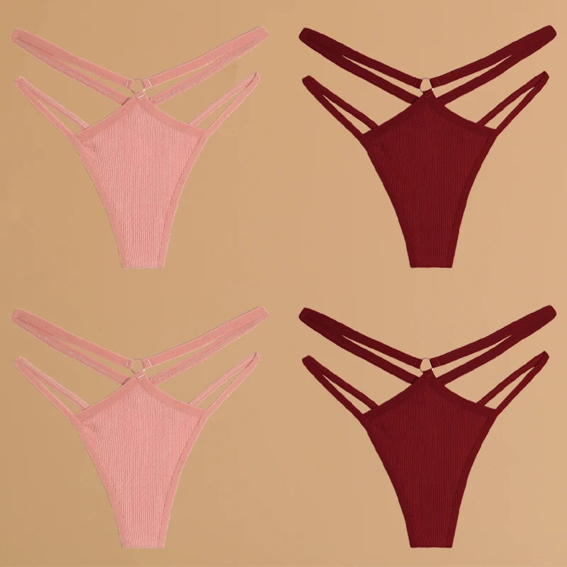 4-Pack Women's Cotton Thongs – Low Rise Breathable Stretch Panties, Everyday Comfort Underwear