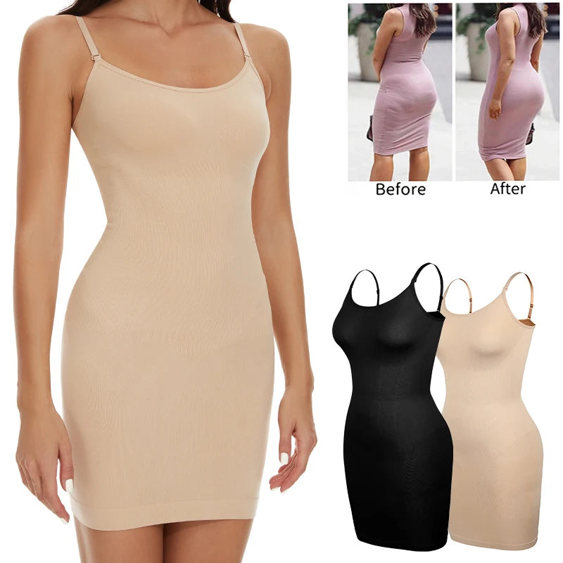 Women’s Seamless Full Slip Shapewear Dress Tummy Control Body Shaper Cami Slip