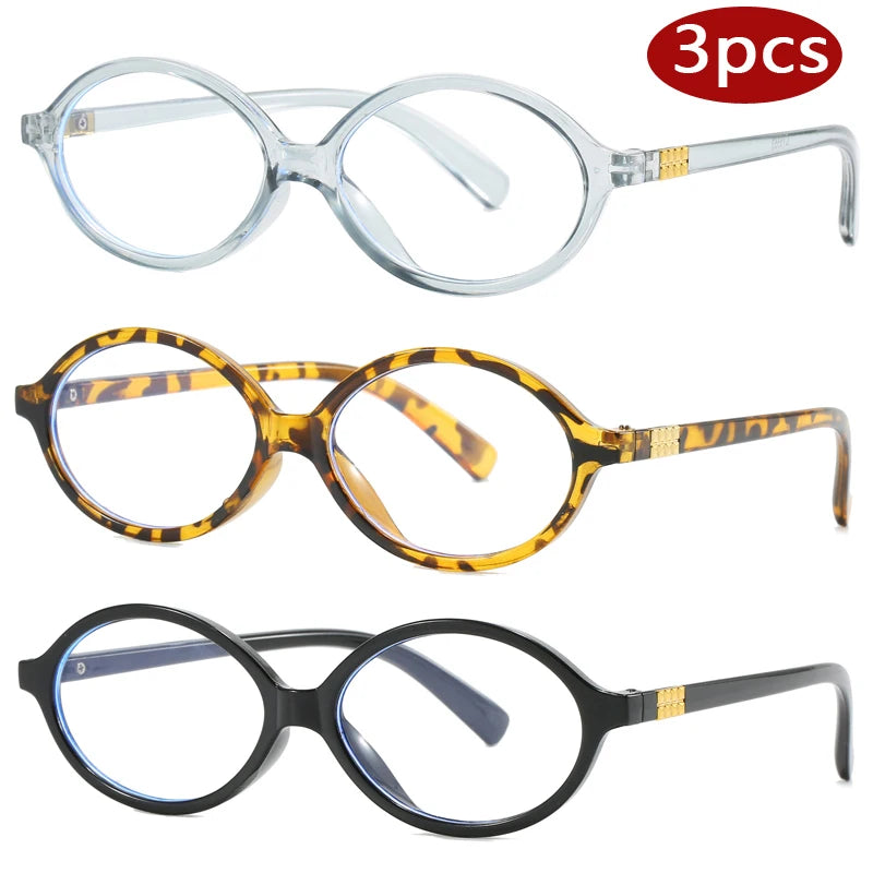 3pcs Fashion Small Oval Clear Lens Glasses Frames Women Anti Blue Light Glasses Frame Computer Optical Lenses Eyeglasses