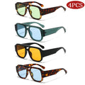 4 Sets Oversized Square Sunglasses Double Bridge Candy Color Fashion Outdoor Shades for Women & Men