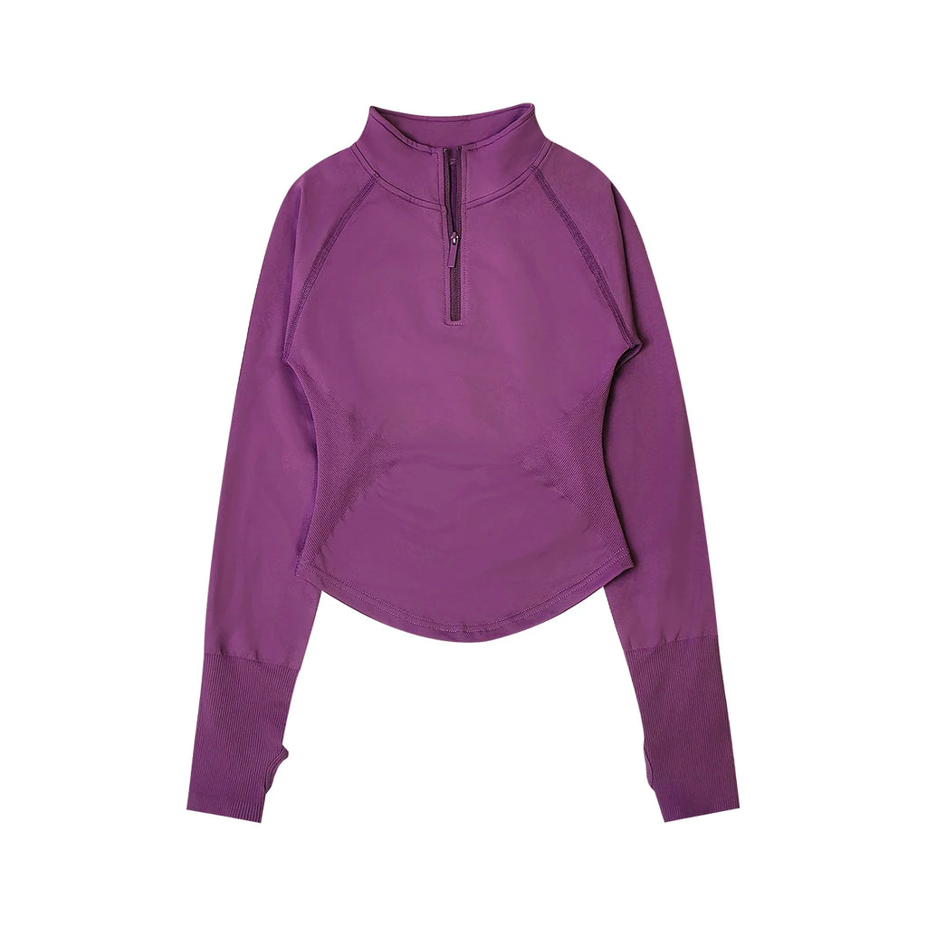 Women’s Seamless Half Zip Workout Jacket Long Sleeve Yoga Running Fitness Top
