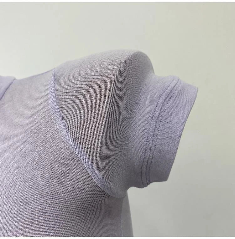 Women's Mesh Mock Neck Top – Slim Fit Stretch Short Sleeve Layering Tee