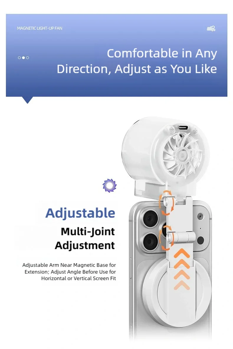 Magnetic Clip-On Mini Fan with Fill Light Portable Selfie & Streaming Fan