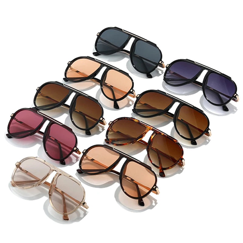 Oversized Pilot Sunglasses – Vintage Gradient UV400 Shades, Fashion Eyewear for Women & Men