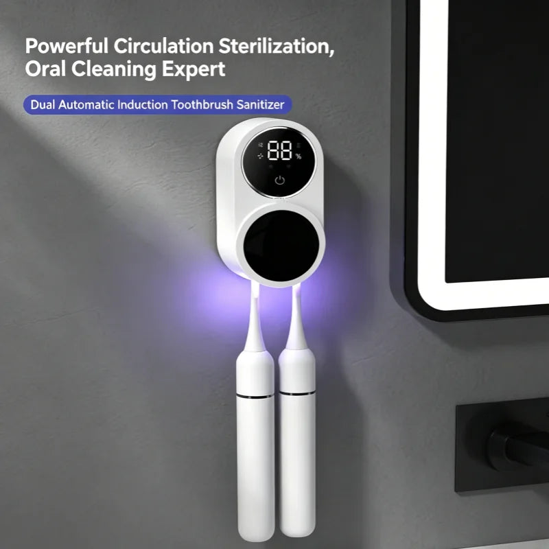 UV Toothbrush Sterilizer Case Portable Rechargeable Travel Holder with Display