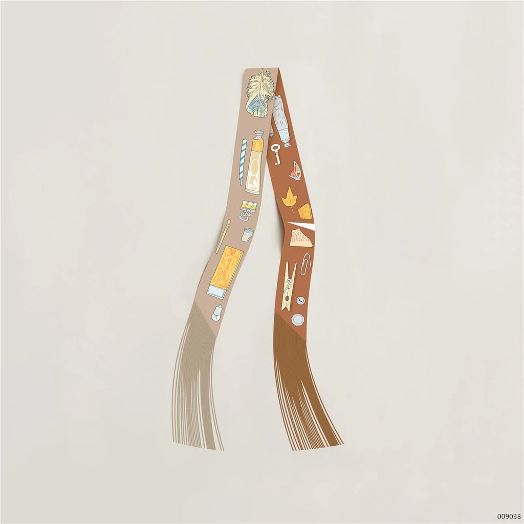 Women's Satin Silk Feel Twilly Fringe Scarf – Tassel Print Scarf Ribbon, Bag Handle Wrap & Neck Scarf