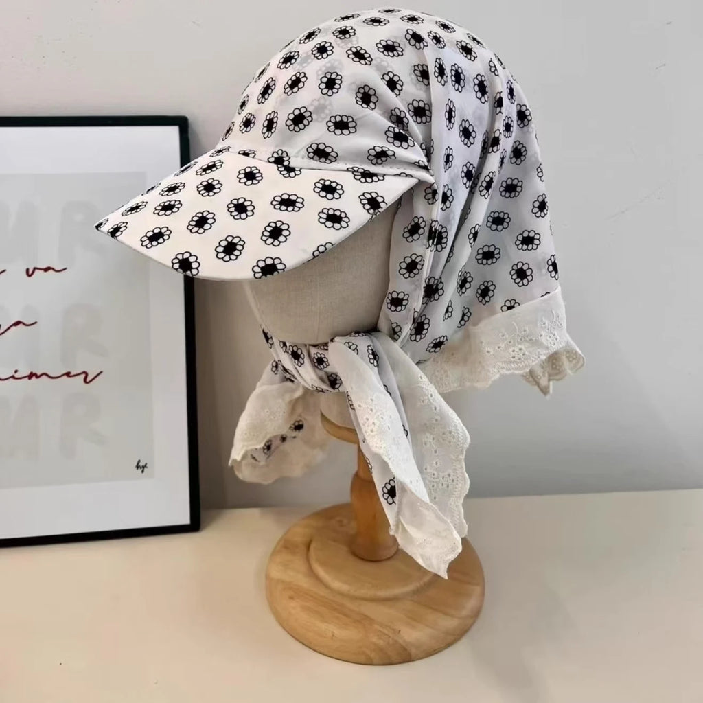 Women’s Big Brim Sun Hat Headscarf Baseball Cap Summer Sunshade Hat