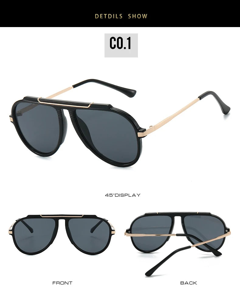 Oversized Pilot Sunglasses – Vintage Gradient UV400 Shades, Fashion Eyewear for Women & Men