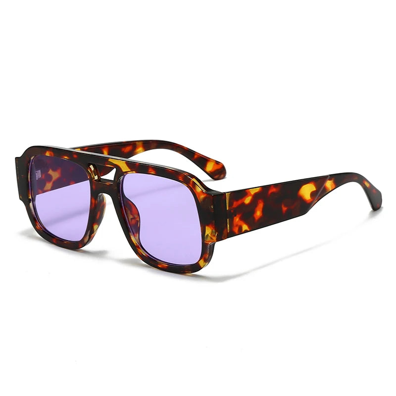 4 Sets Oversized Square Sunglasses Double Bridge Candy Color Fashion Outdoor Shades for Women & Men