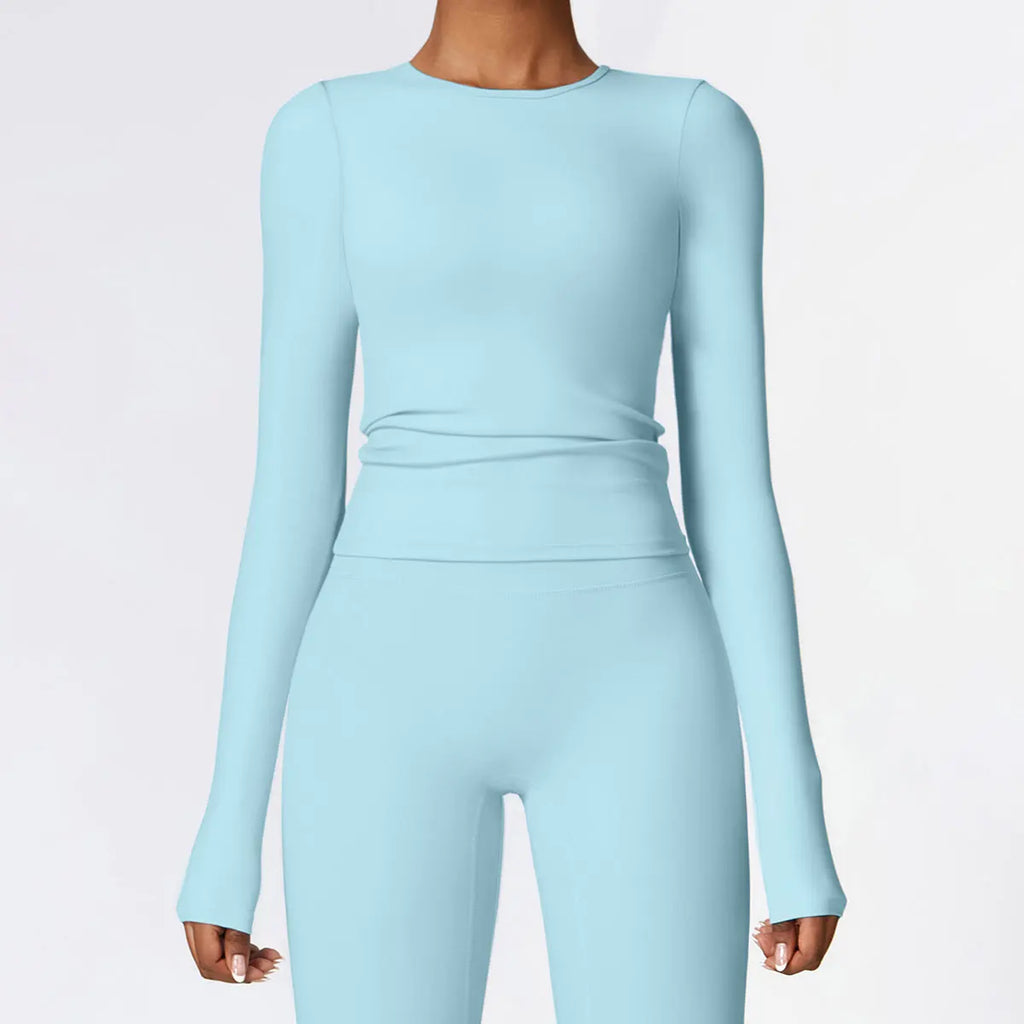 Women’s Seamless Long Sleeve Activewear Top Quick Dry Breathable Casual Workout Shirt