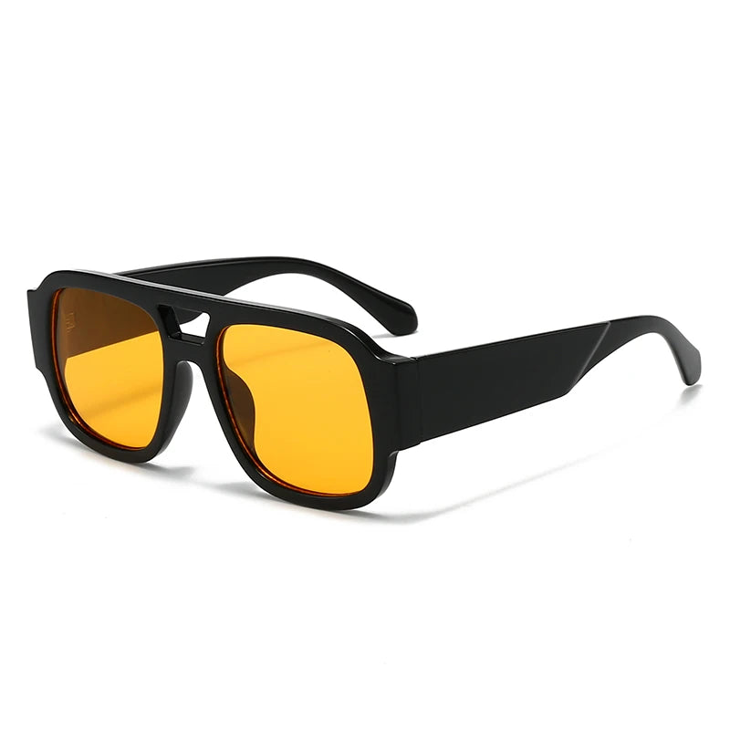 4 Sets Oversized Square Sunglasses Double Bridge Candy Color Fashion Outdoor Shades for Women & Men