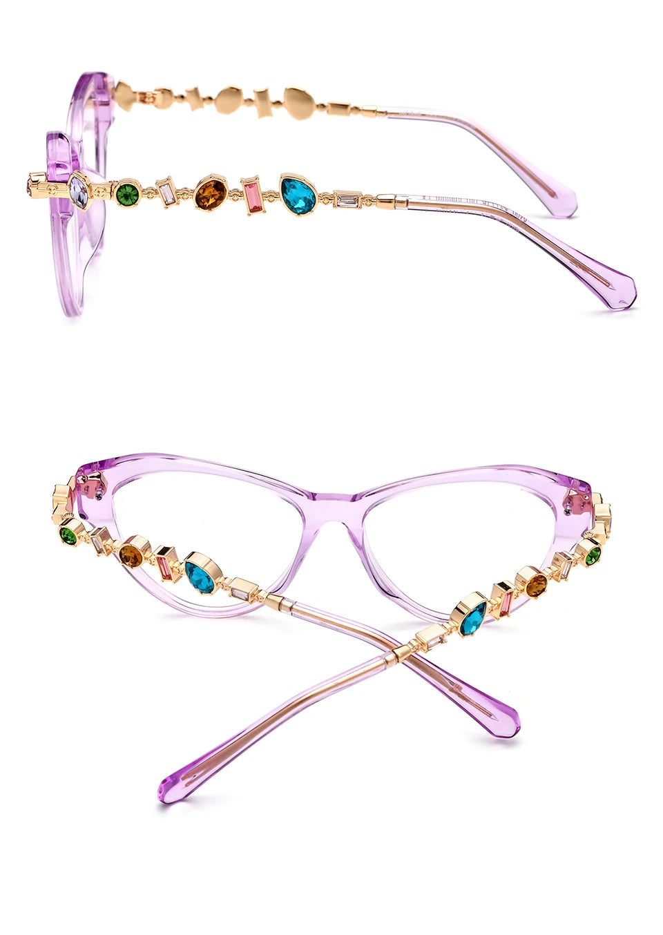 Cat Eye Diamond Eyeglasses Frame – Acetate Metal Luxury Style Fashion Glasses for Women