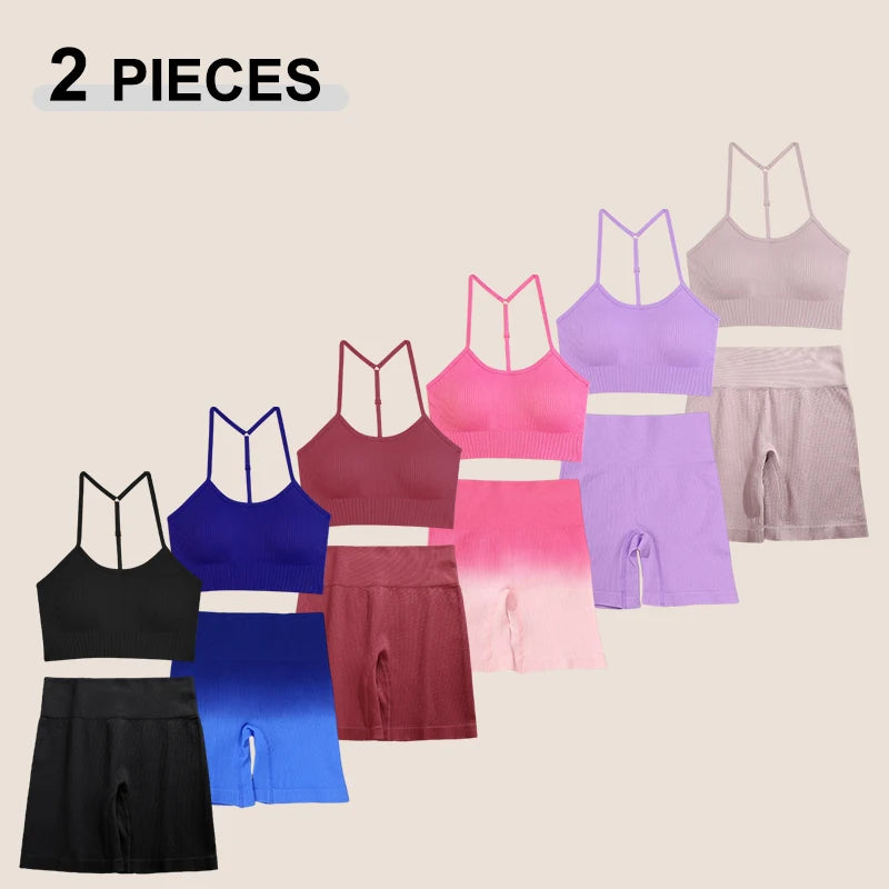 2-Piece Seamless Workout Set for Women – High Waist Gym Leggings & Sports Bra Activewear