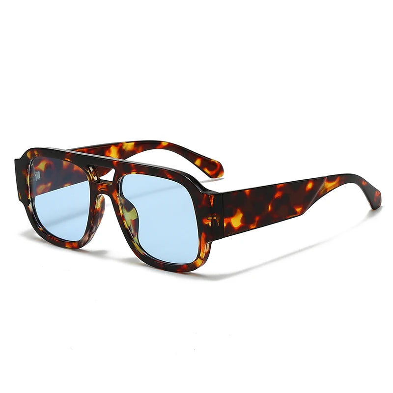 4 Sets Oversized Square Sunglasses Double Bridge Candy Color Fashion Outdoor Shades for Women & Men