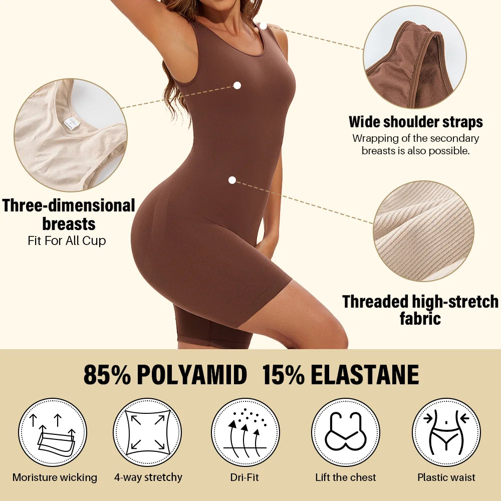 Women’s Seamless Full Body Shapewear Bodysuit Tummy Control Thigh Slimming Body Shaper