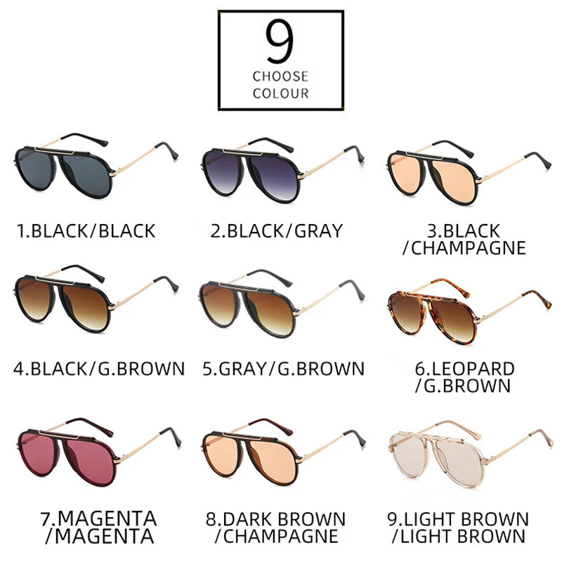 Oversized Pilot Sunglasses – Vintage Gradient UV400 Shades, Fashion Eyewear for Women & Men