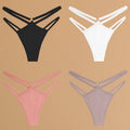 4-Pack Women's Cotton Thongs – Low Rise Breathable Stretch Panties, Everyday Comfort Underwear