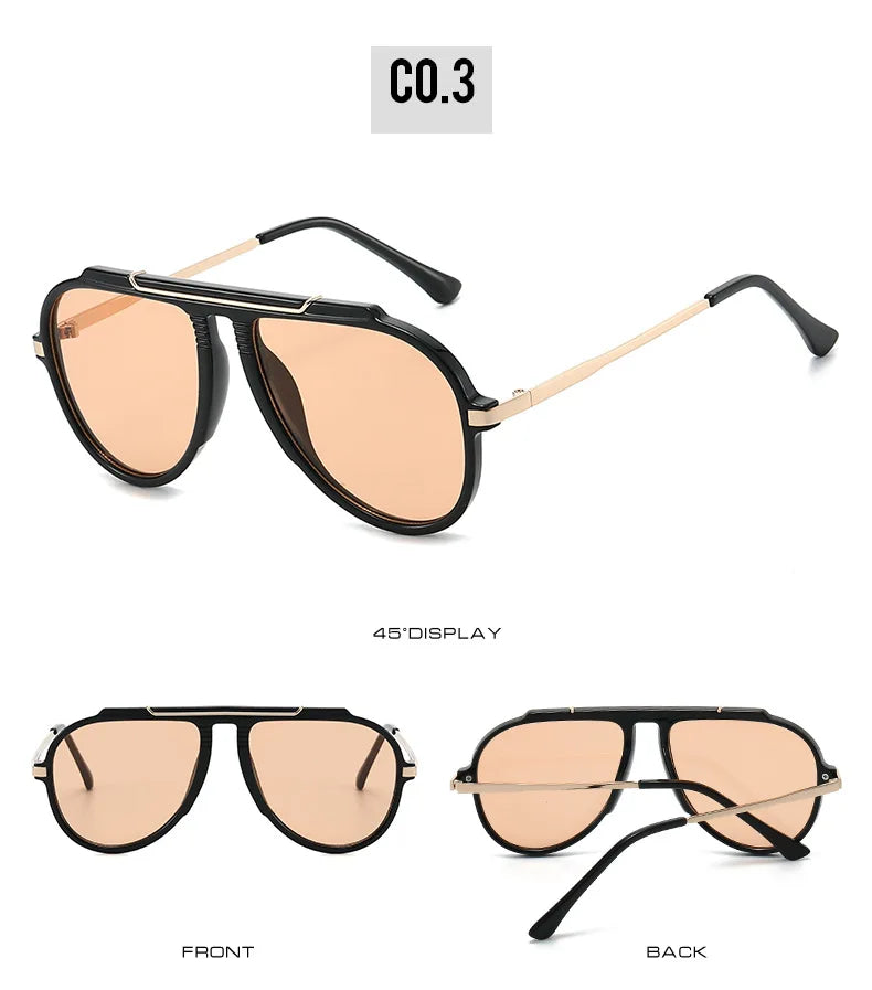 Oversized Pilot Sunglasses – Vintage Gradient UV400 Shades, Fashion Eyewear for Women & Men