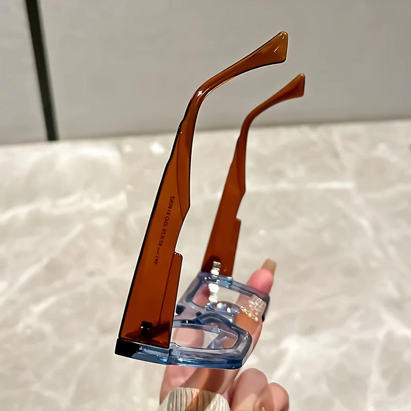 Y2K Oversized Clear Lens Glasses – Print Frame, Blue Light Blocking Fashion Eyewear