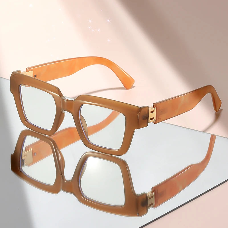 Retro Marble Blue Light Glasses – Luxury Style Unisex Computer Eyewear for Men & Women