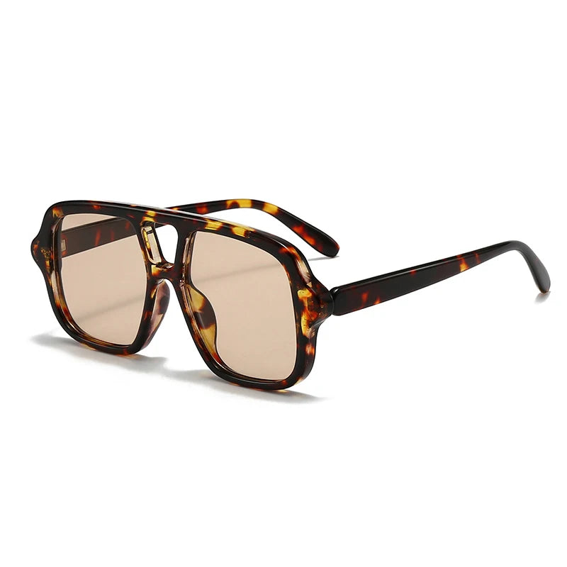 Vintage Square Double Bridge Sunglasses – Style UV400 Fashion Shades for Men & Women