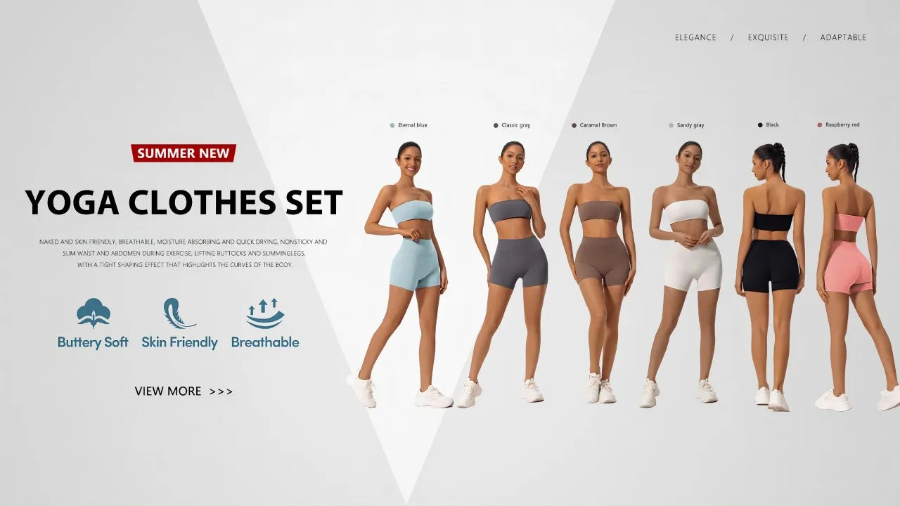 Summer 2-Piece Women’s Workout Set – Strapless Sports Bra & High Waist Yoga Shorts, Gym Fitness Outfit