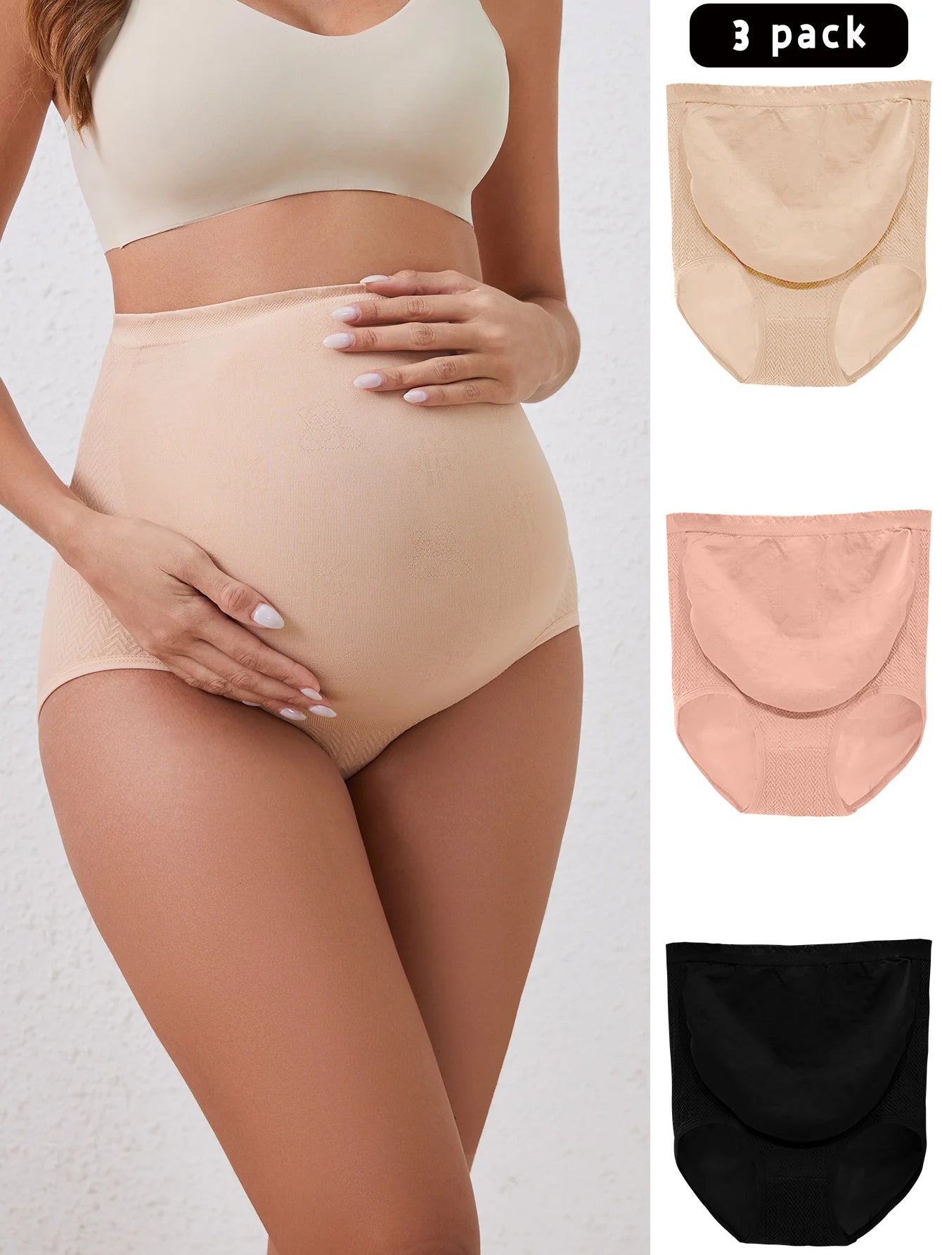 3-Pack High-Waist Maternity Underwear Breathable Cotton Belly Support Panties for Pregnancy