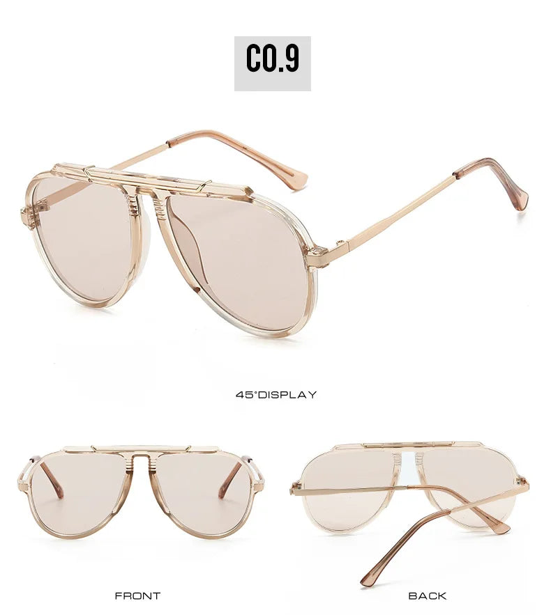 Oversized Pilot Sunglasses – Vintage Gradient UV400 Shades, Fashion Eyewear for Women & Men