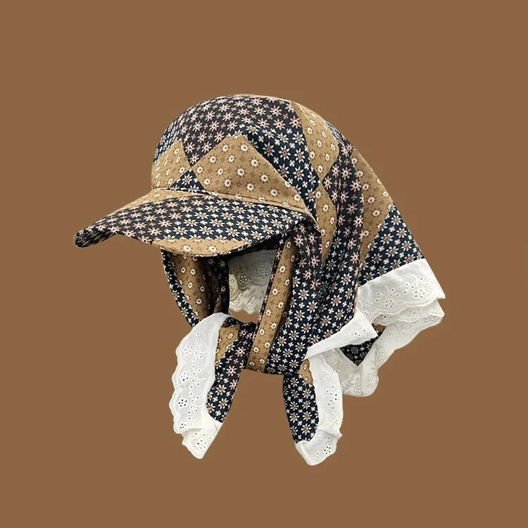 Women’s Big Brim Sun Hat Headscarf Baseball Cap Summer Sunshade Hat