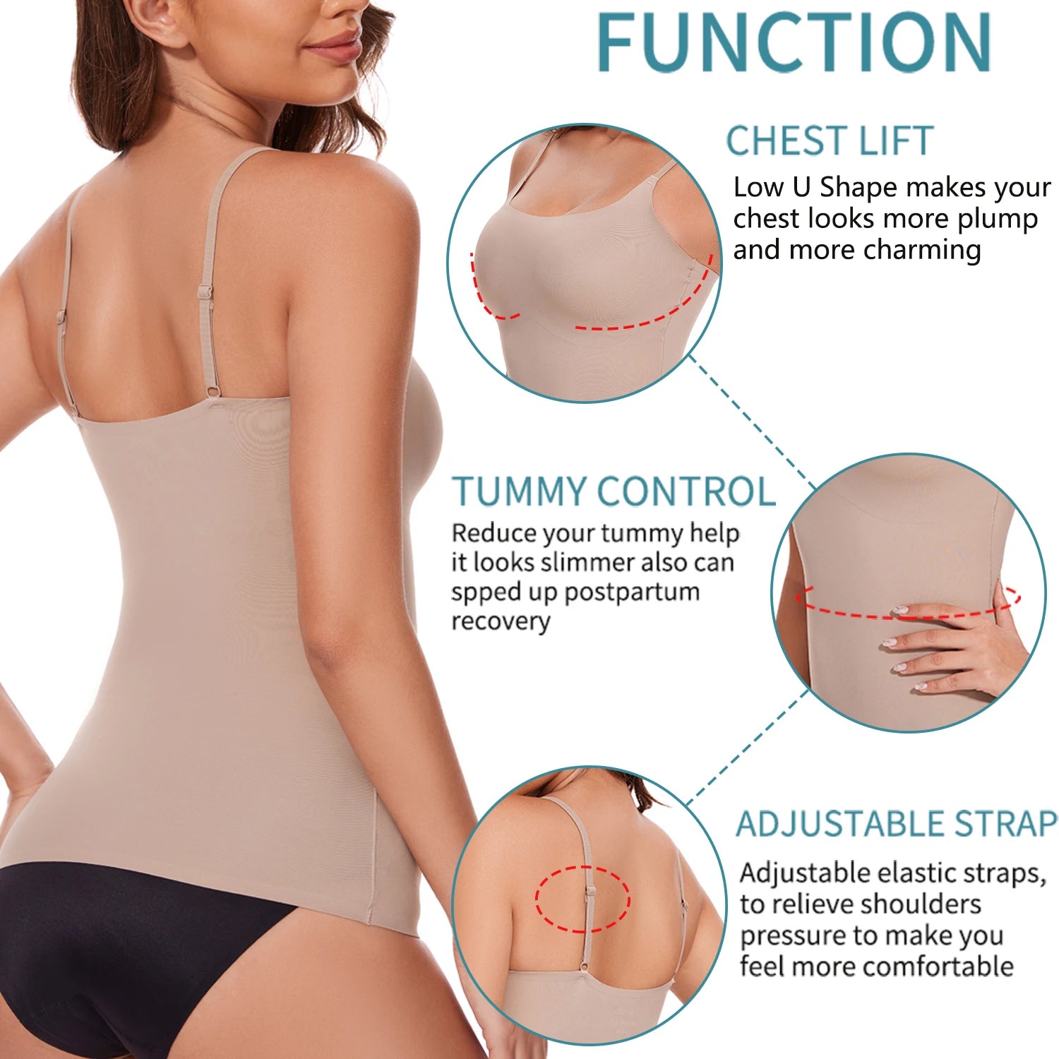 Women’s Shapewear Tank Top Tummy Control Seamless Slimming Cami Vest