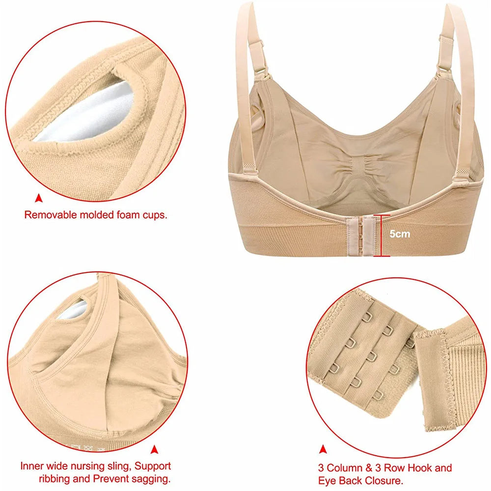 3Pcs Maternity Nursing Bras Wirefree Breathable Breastfeeding Bras for Pregnant & Nursing Women