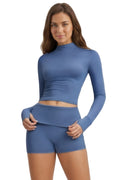 Airila Women's 2PCS Yoga Set Pilates Gym Sportswear seamless Crop Top Longsleeved Outfits Tracksuits Workout Running Jogging Casual FitnessSports Bra Leisure Athletic