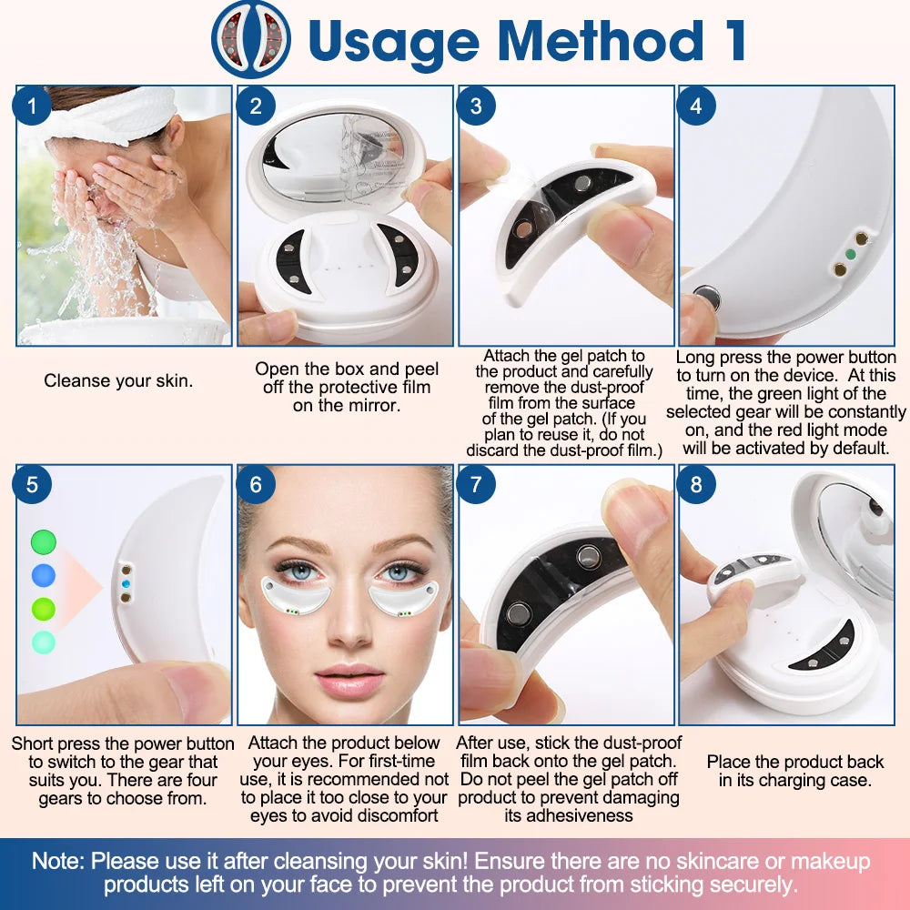 LED Rechargeable Eye Massager with Red Light Therapy – Microcurrent Under Eye Care Device for Puffiness & Tired-Looking Eyes