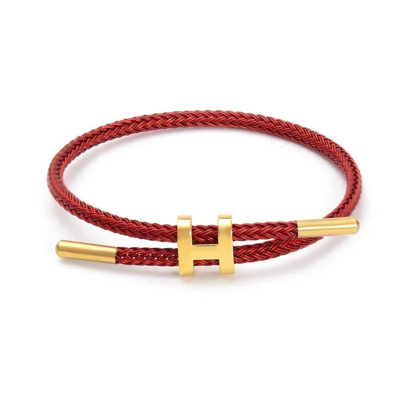 H-Buckle Stainless Steel Rope Bracelet – Unisex Fashion Wristband for Men & Women