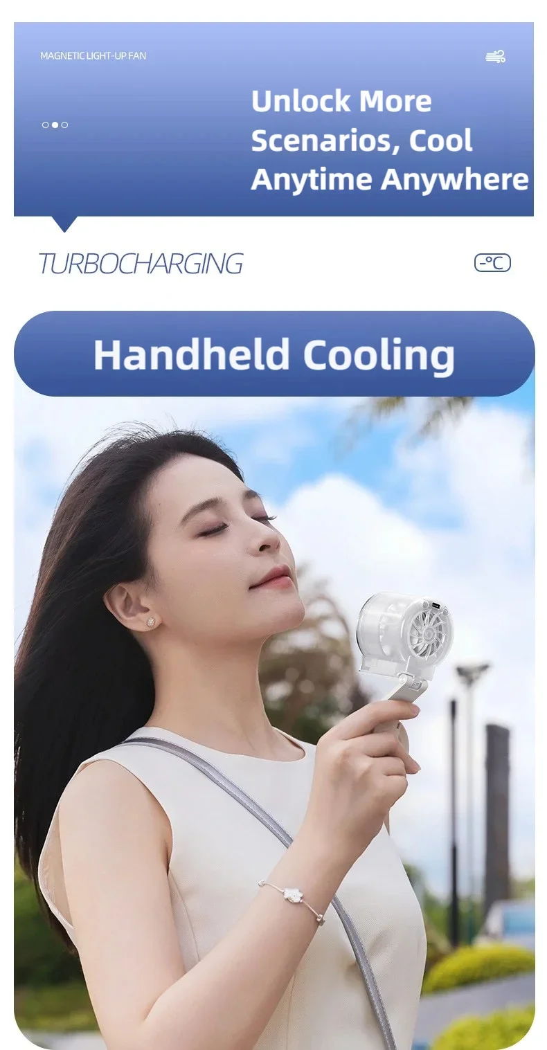 Magnetic Clip-On Mini Fan with Fill Light Portable Selfie & Streaming Fan