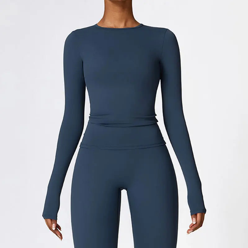 Women’s Seamless Long Sleeve Activewear Top Quick Dry Breathable Casual Workout Shirt