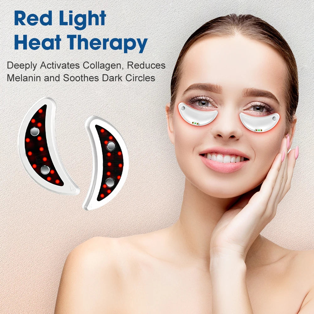 LED Rechargeable Eye Massager with Red Light Therapy – Microcurrent Under Eye Care Device for Puffiness & Tired-Looking Eyes