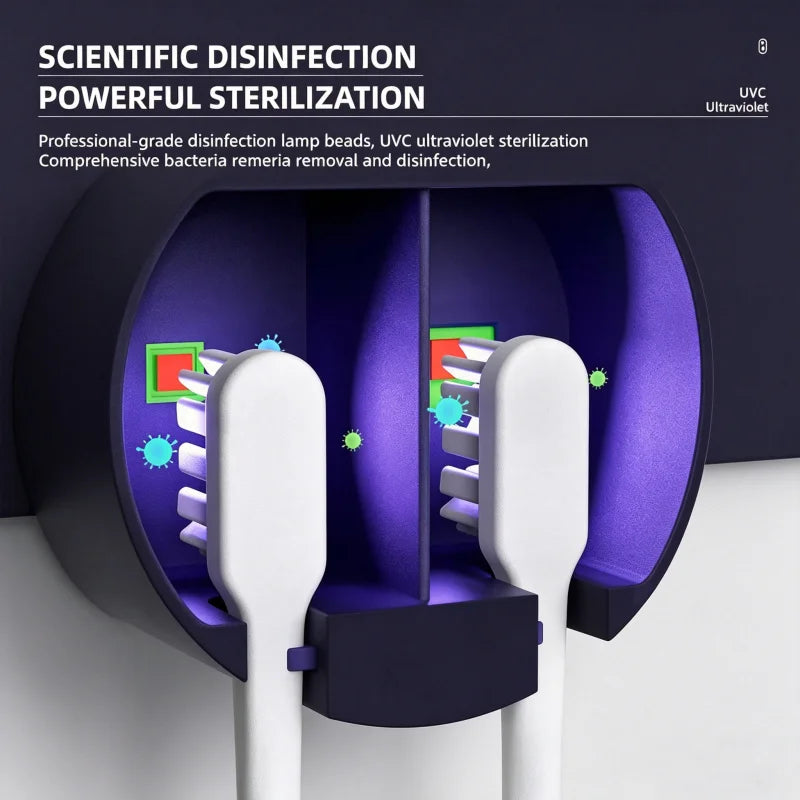 UV Toothbrush Sterilizer Case Portable Rechargeable Travel Holder with Display