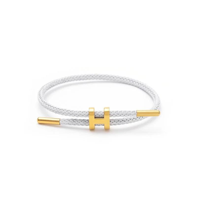 H-Buckle Stainless Steel Rope Bracelet – Unisex Fashion Wristband for Men & Women
