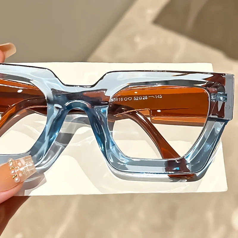 Y2K Oversized Clear Lens Glasses – Print Frame, Blue Light Blocking Fashion Eyewear