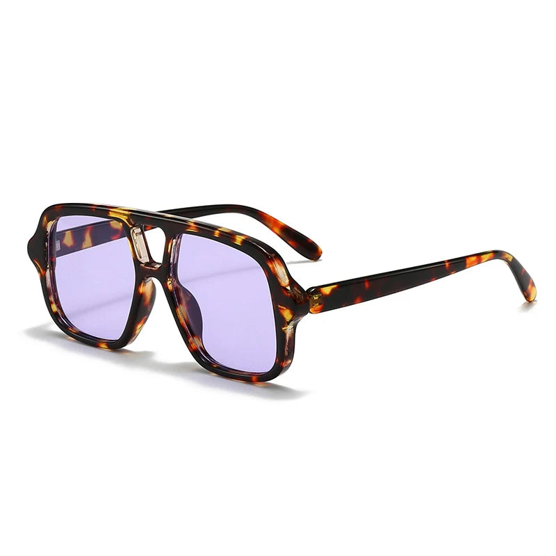 Vintage Square Double Bridge Sunglasses – Style UV400 Fashion Shades for Men & Women