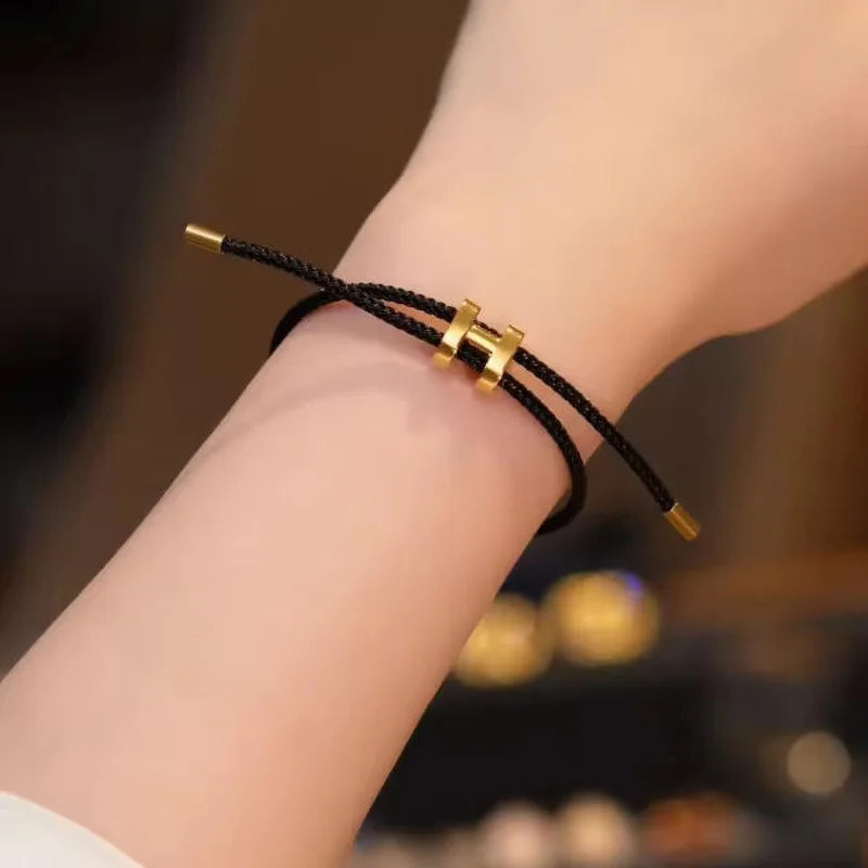 H-Buckle Stainless Steel Rope Bracelet – Unisex Fashion Wristband for Men & Women