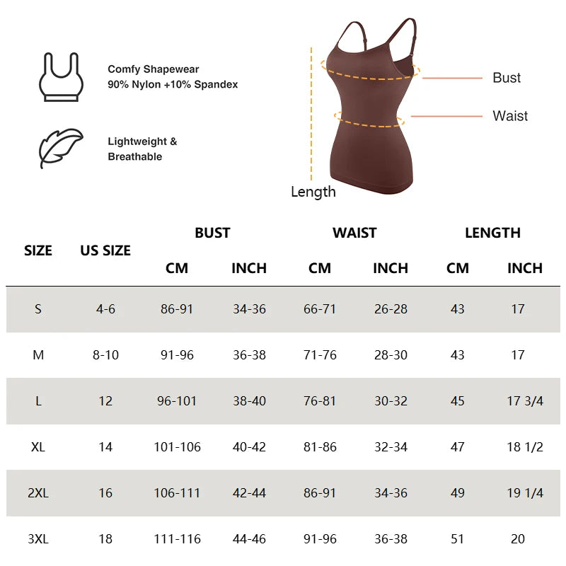 Women’s Compression Shapewear Cami Tummy Control Waist Slimming Tank Top Vest