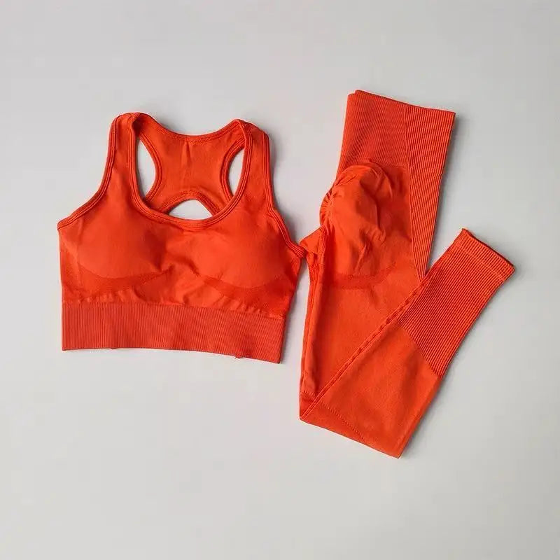 Women’s Open Back Workout Set – High Waist Yoga Leggings & Sports Bra Fitness Outfit