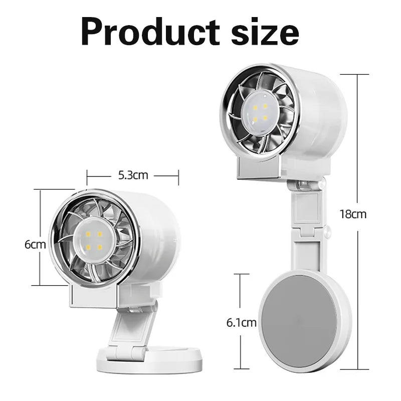 Magnetic Clip-On Mini Fan with Fill Light Portable Selfie & Streaming Fan