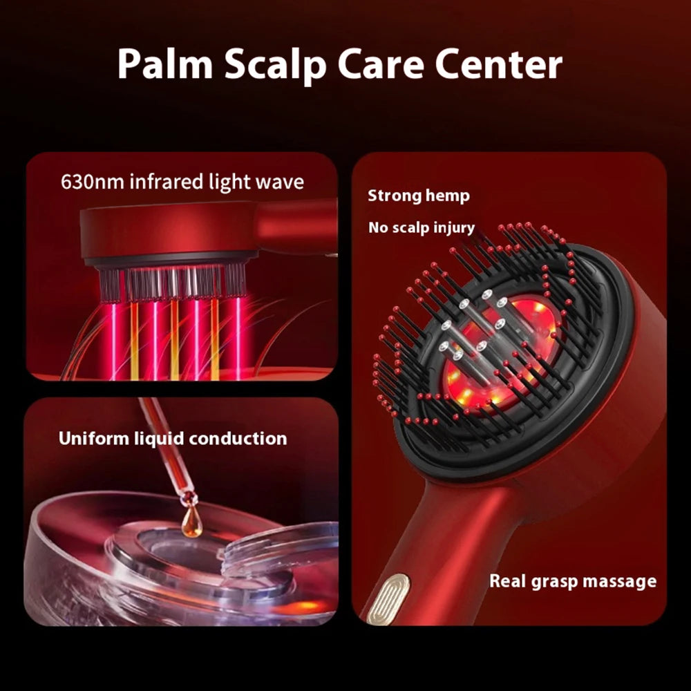 Red Light Scalp Massager Comb – Electric Scalp Care Device with Oil Applicator & Massage Function