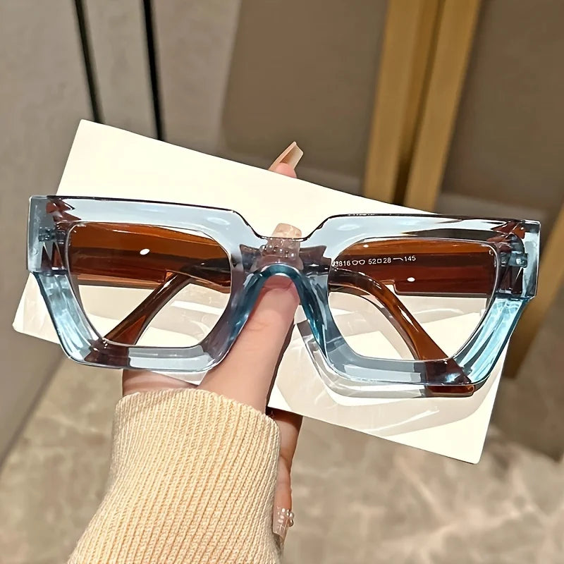 Y2K Oversized Clear Lens Glasses – Print Frame, Blue Light Blocking Fashion Eyewear